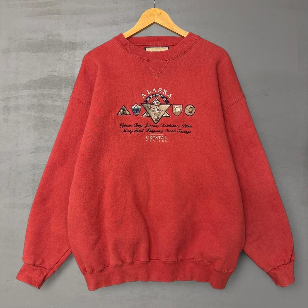 Vintage Camp David Sweatshirt Alaska Crystal Cruises‎ Embroidered 90s Large
